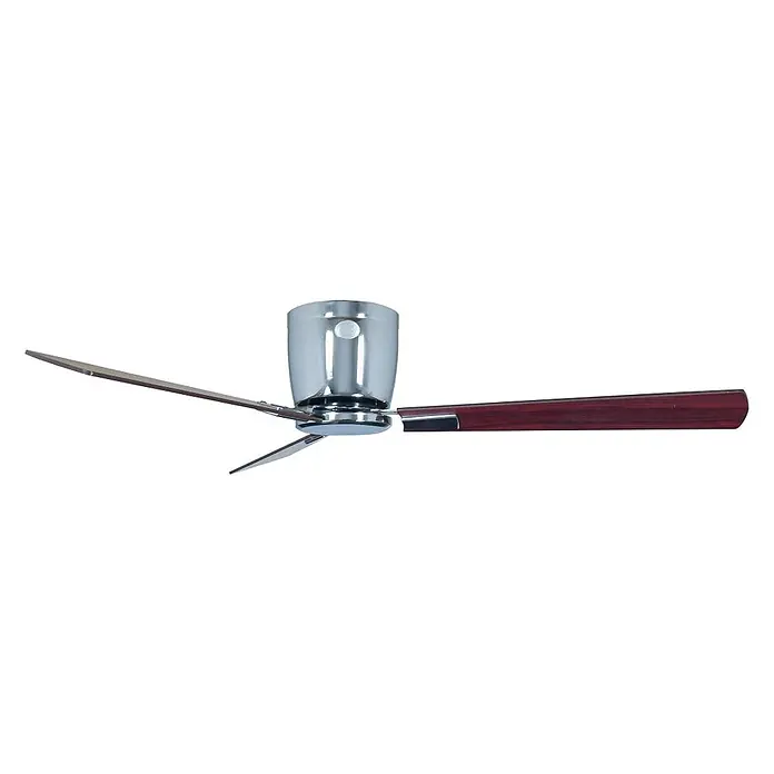 Vam Deckenventilator Energiespar Deckenventilator LUNA 112 cm chrom - WEIß-PINIE, 1.120 mm, 31 W - Eleganter Deckenventilator mit verchromtem Motorgehäuse und drei dunkelroten Holzflügeln.