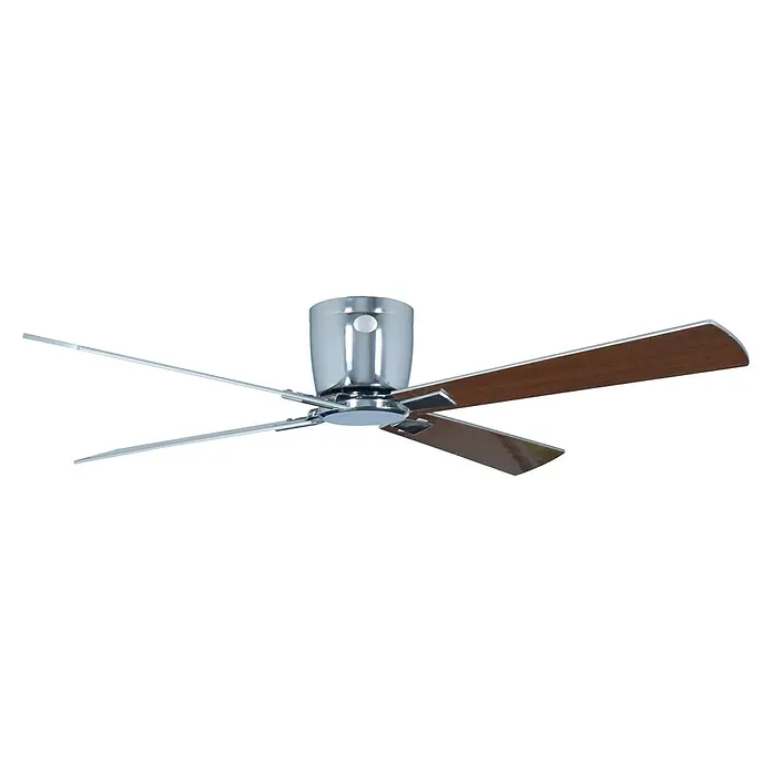 Vam Deckenventilator Energiespar Deckenventilator LUNA 90 cm chrom - SILBER-WALNUSS, 90 mm, 31 W - Moderner Deckenventilator mit Chromgehäuse und fünf dunkelbraunen Holzflügeln zur Luftzirkulation.