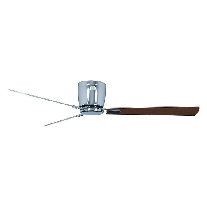 Vam Deckenventilator Energiespar Deckenventilator LUNA 90 cm chrom - SILBER-WALNUSS, 90 mm, 31 W - Chromdeckenventilator mit drei langen, dünnen Flügeln, zwei silberfarben und einer mit dunkler Holzoptik und Silberrand.