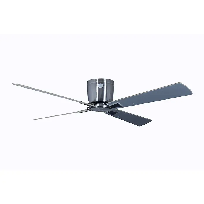 Vam Deckenventilator Energiespar Deckenventilator LUNA 107 cm Nickel silber-Walnussflügel - SILBER-WALNUSS, 1.070 mm, 31 W - Moderner vierflügeliger Deckenventilator in gebürsteter Nickeloptik.