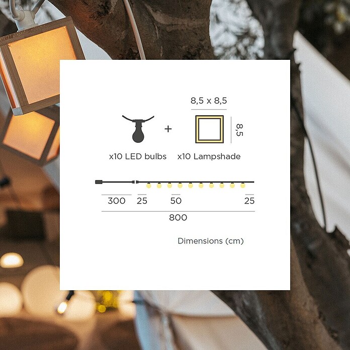 New Garden Guirnalda solar LED Vega (Para exterior, 8 m, Blanco cálido) | BAUHAUS