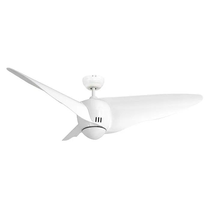 Vam Deckenventilator DC Deckenventilator PIPISTRELLO weiß 132 cm - weiß, 1.320 mm, 38 W - Moderner weißer Deckenventilator mit drei stromlinienförmigen Flügeln.