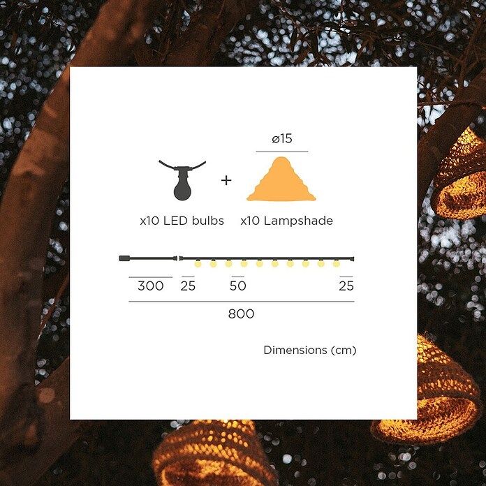 New Garden Guirnalda solar LED Maro (8 m, Para exterior, Blanco cálido, 10 ud.) | BAUHAUS