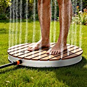 myPool Bodendusche (Ø x H: 72 x 11 cm, Verbundwerkstoff, Weiss/Holzoptik) | BAUHAUS