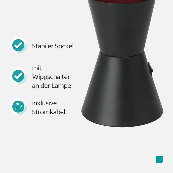 Eglo Lavalampe - 2,2 W, Ø x H: 105 x 360 mm, Blau/Rot, Farbe Gehäuse: Schwarz - Schwarzer Lampensockel mit Wippschalter an der Seite, betont stabile Bauweise.