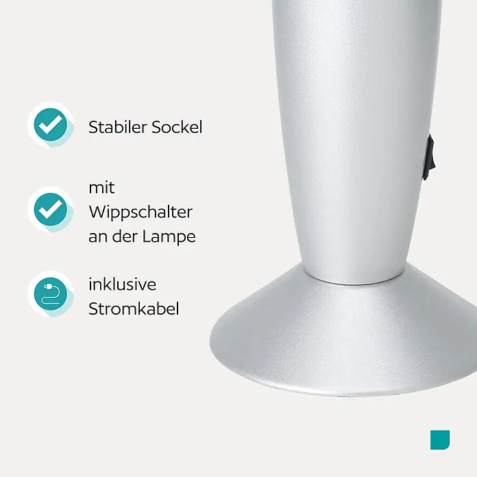 Eglo Tischleuchte - 2,2 W, Ø x H: 105 x 360 mm, Farbe Gehäuse: Blau/ Weiß - Silberfarbener Lampenfuß mit stabilem, breitem Sockel und schwarzem Wippschalter.