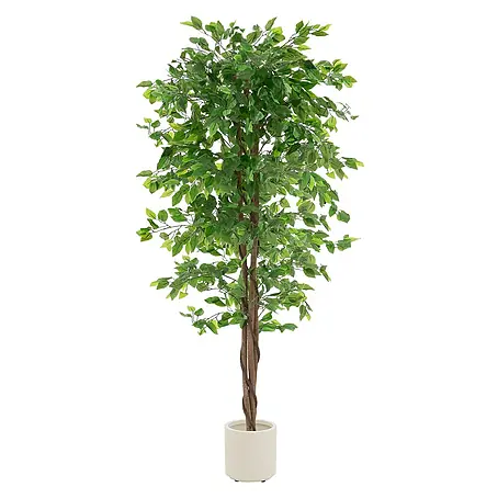 ML-Design  Kunstpflanze Ficus Kunstbaum für Innen & Außen mit Naturholzstamm im Topf