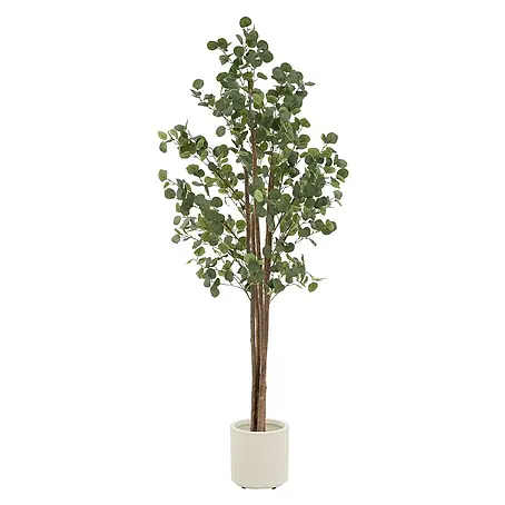 ML-Design  Kunstpflanze Kunstbaum Eukalyptus für Innen & Außen mit Echtem Moos & Echtholzstamm