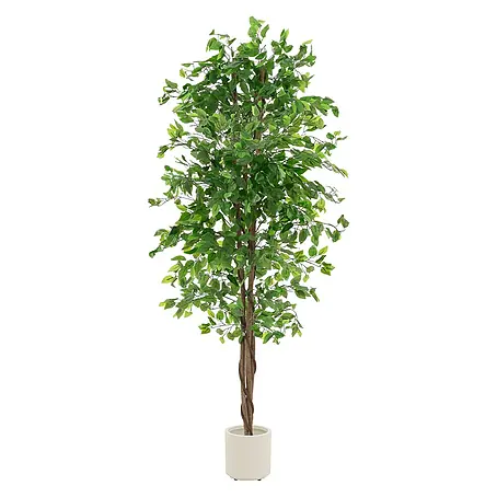 ML-Design  Kunstpflanze Ficus Kunstbaum für Innen & Außen mit Naturholzstamm im Topf