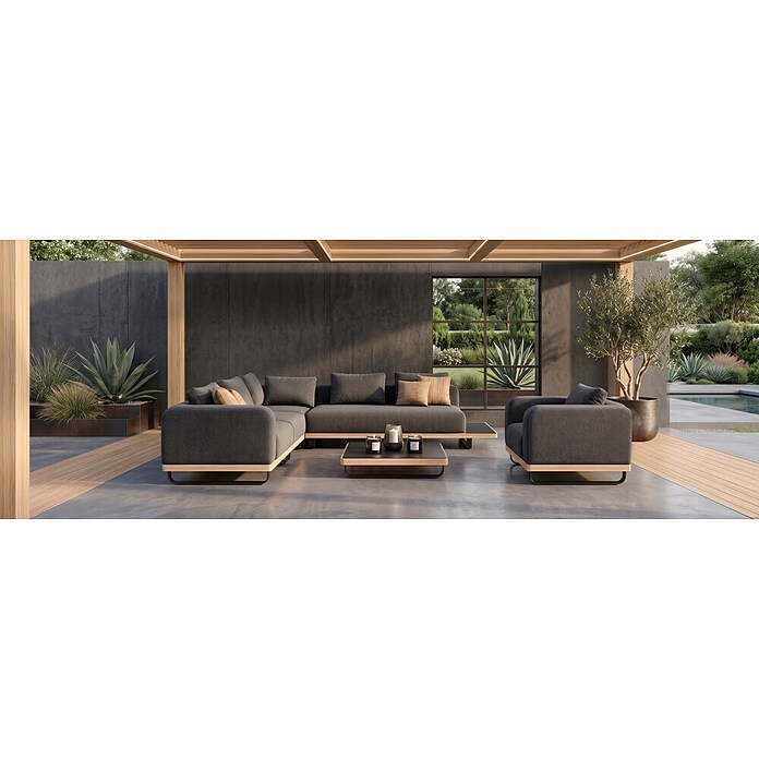 Sunfun Conjunto de muebles Cintia (6 pzs., Aluminio/Poliéster, Antracita) | BAUHAUS