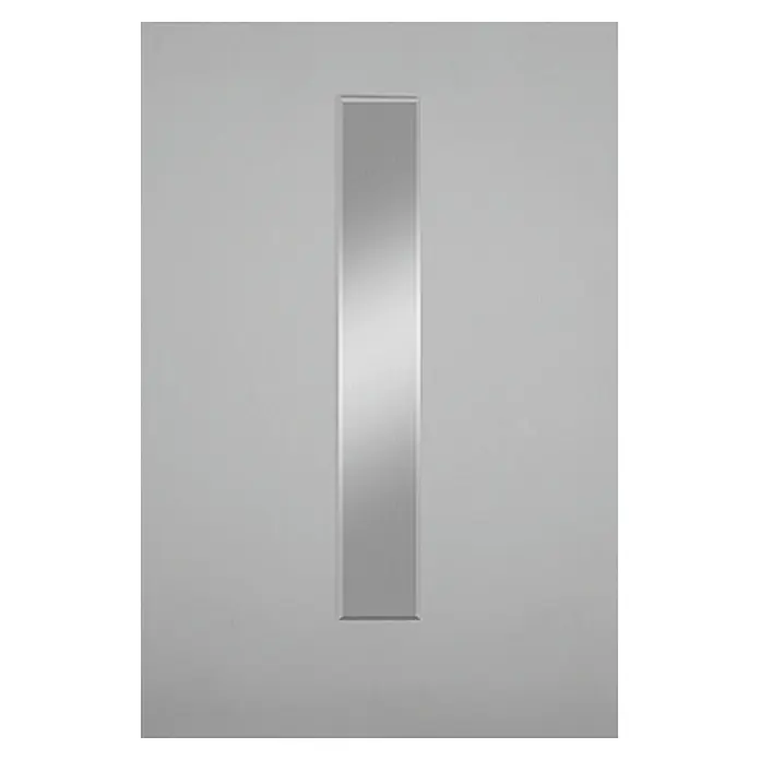 Kristall-Form Facettenspiegel Gennil - B x H: 25 x 160 cm, Eckig - Graue Innentür mit einem vertikalen, rechteckigen Glaseinsatz in der Mitte, der das Licht schön reflektiert und dem Raum eine moderne Note verleiht.