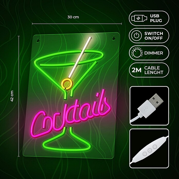 Lámpara LED decorativa Cocktail (4,25 W, Cocktail, An x Al: 41,8 x 30 cm) | BAUHAUS