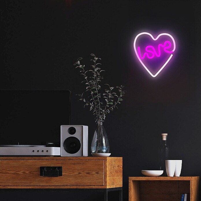 Lámpara LED decorativa Corazón (Blanco/Morado, Corazón, An x Al: 15 x 29 cm) | BAUHAUS