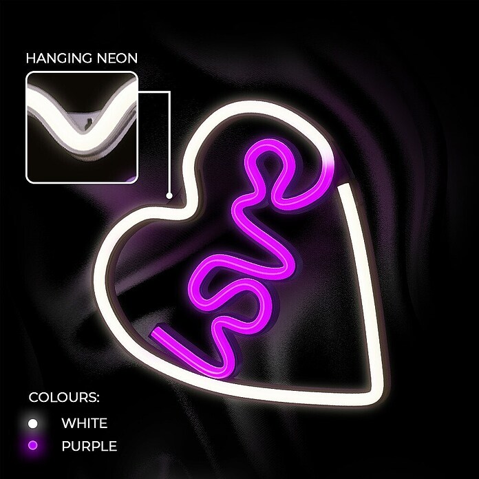 Lámpara LED decorativa Corazón (Blanco/Morado, Corazón, An x Al: 15 x 29 cm) | BAUHAUS