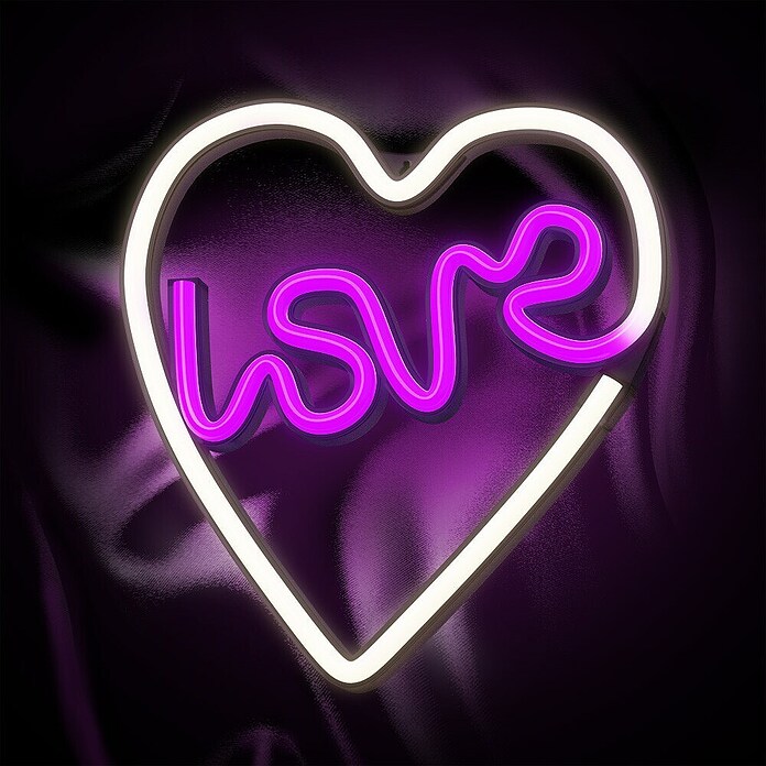 Lámpara LED decorativa Corazón (Blanco/Morado, Corazón, An x Al: 15 x 29 cm) | BAUHAUS