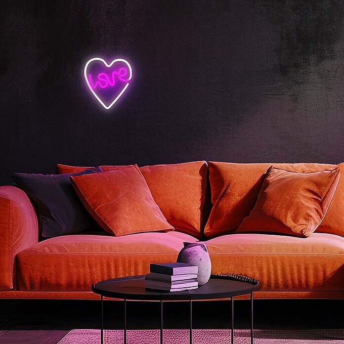 Lámpara LED decorativa Corazón (Blanco/Morado, Corazón, An x Al: 15 x 29 cm) | BAUHAUS