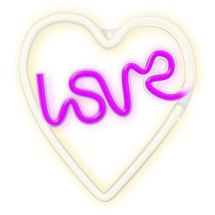 Lámpara LED decorativa Corazón (Blanco/Morado, Corazón, An x Al: 15 x 29 cm) | BAUHAUS