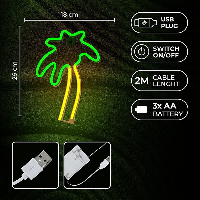 Lámpara LED decorativa Palmera (4,4 W, Palmera, An x Al: 18 x 26,2 cm) | BAUHAUS