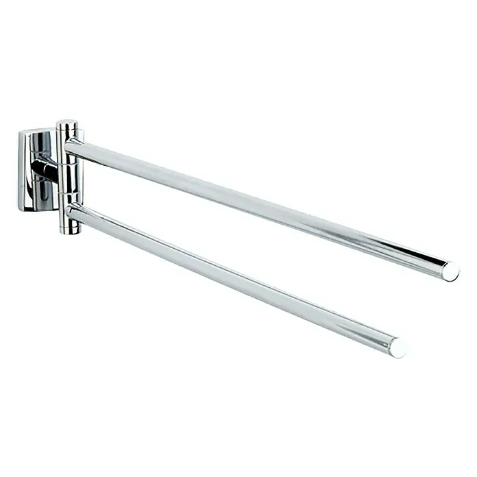 Tesa Toallero de barra KL203 - Cromo - Toallero giratorio cromado de dos brazos para baño o aseo de invitados. Práctico almacenaje de toallas en la pared.