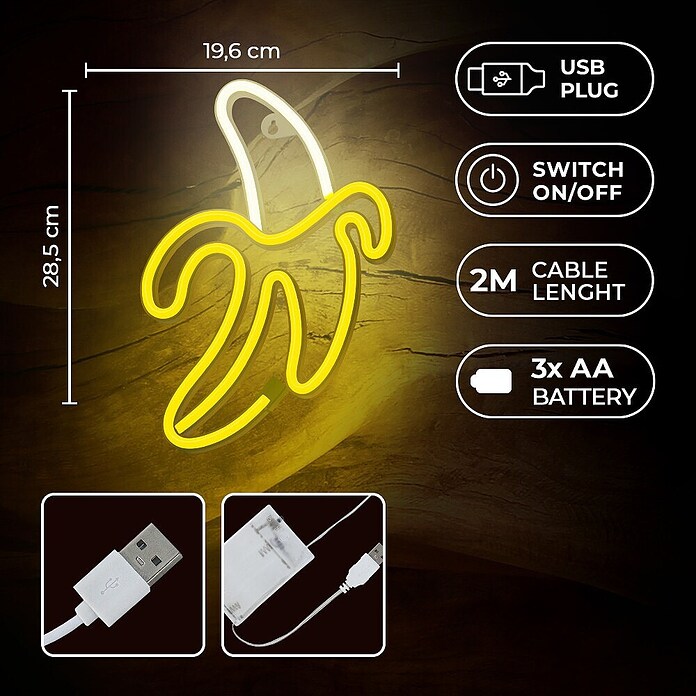 Lámpara LED decorativa Banana (Blanco/Amarillo, Banana, An x Al: 19,6 x 28,5 cm) | BAUHAUS