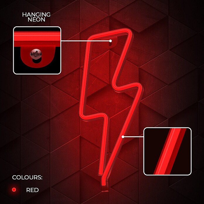 Lámpara LED decorativa Rayo Rojo (1,32 W, Blanco, Rayo Rojo, An x Al: 13 x 34 cm) | BAUHAUS