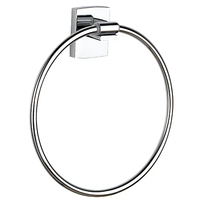 Tesa Toallero de anilla Klaam - Tipo de montaje: Pegado, Cromado - Un toallero redondo cromado brillante sujeto a un soporte cuadrado cromado. Un complemento elegante y funcional para cualquier baño.