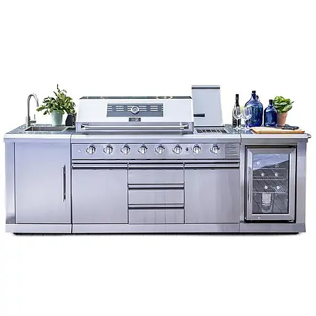 Outdoorküche Gasgrill 6 Brenner Kühlschrank Spüle Edelstahl