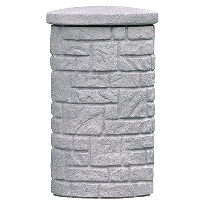 Arves Regenspeicher Arcado - 230 l, Granitfarben - Die graue Säule aus Stein mit Abdeckung ist ein dekoratives Element für den Garten oder den Außenbereich. Ein echter Hingucker.