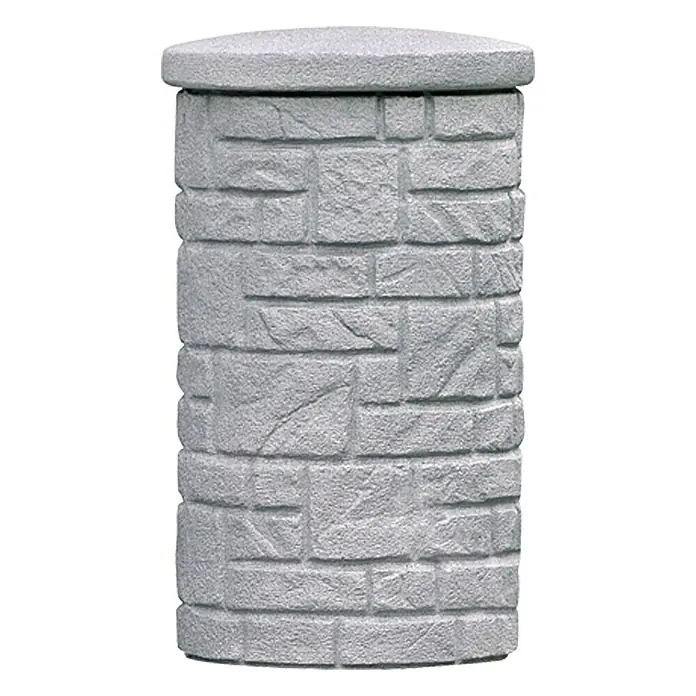 Arves Regenspeicher Arcado - 230 l, Granitfarben - Die graue Säule aus Stein mit Abdeckung ist ein dekoratives Element für den Garten oder den Außenbereich. Ein echter Hingucker.