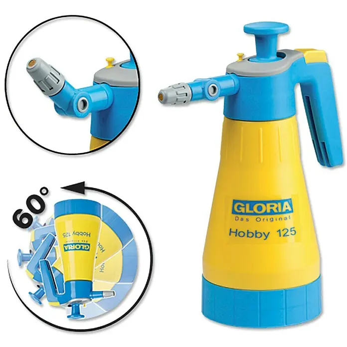 Gloria Drucksprühgerät Hobby 125 FLEX - 1,25 l, 360 ° Funktion - Gloria Hobby 125 Drucksprühgerät, gelb und blau.