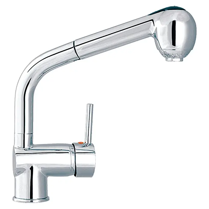 Camargue Spültischarmatur Padua - Chrom, Glänzend, Schwenkbar - Verchromter Küchenarmatur mit ausziehbarer Brause. Diese Armatur ist perfekt für jede moderne Küche und bietet Flexibilität beim Spülen.