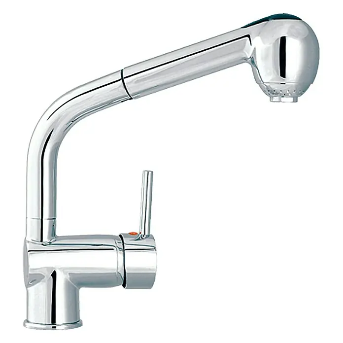 Camargue Spültischarmatur Padua - Chrom, Glänzend, Schwenkbar - Verchromter Küchenarmatur mit ausziehbarer Brause. Diese Armatur ist perfekt für jede moderne Küche und bietet Flexibilität beim Spülen.