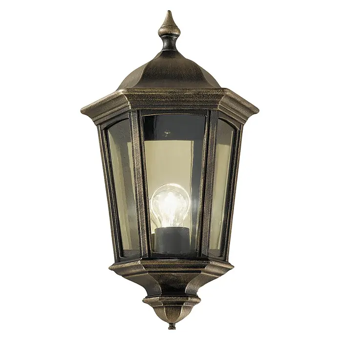 Orion Leuchten Außenwandleuchte Puchberg - 60 W, Schwarz, Klar, IP44 - Klassische Außenlaterne mit Antikbronze-Finish und Klarglasscheiben, mit beleuchteter Glühbirne.