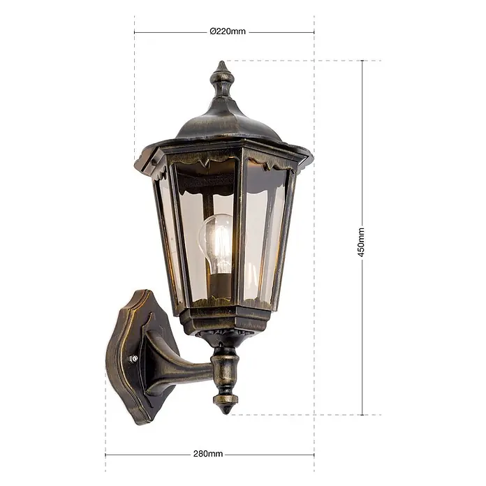 Orion Leuchten Außenwandleuchte Puchberg - 60 W, Schwarz, Klar, IP43 - Antikbronze Außenwandlaterne mit Klarglas, klassisches Design.
