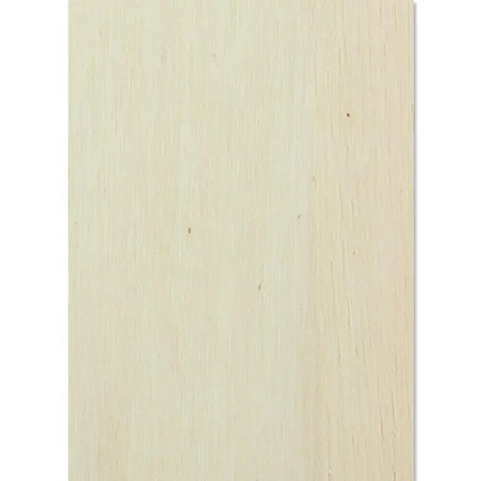 Sperrholzplatte nach MaßPappel, L x B: 2.520 x 1.850 mm, Stärke: 3 mm - Nahaufnahme einer hellen Holzplatte mit feiner Maserung, ideal für Möbelbau und Innenausbau.