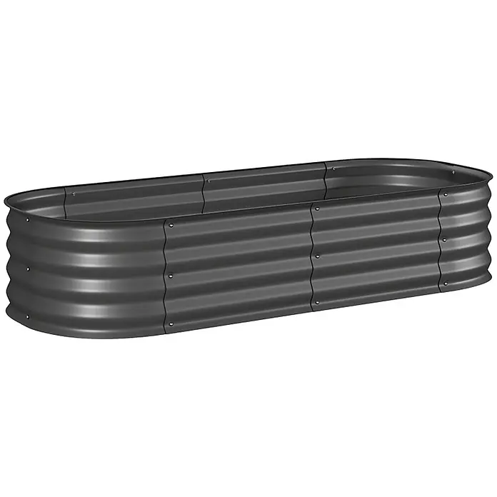 SONNENH Hochbeet Modulares - Stahl, dunkelgrau - Dunkelgraues, ovales Hochbeet aus gewelltem Metall zum Pflanzen.