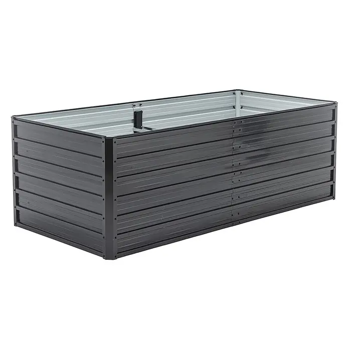 SONNENH Hochbeet bodenlos - 190 x 90 x 64 cm, Metall, schwarz - Rechteckiges dunkelgraues Hochbeet aus Wellblech zum Pflanzen.