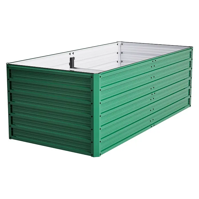 SONNENH Hochbeet bodenlos - 190 x 90 x 64 cm, Metall, grün - Grünes Hochbeet aus Metall mit Wellblechpaneelen, ideal zum Pflanzenanbau.