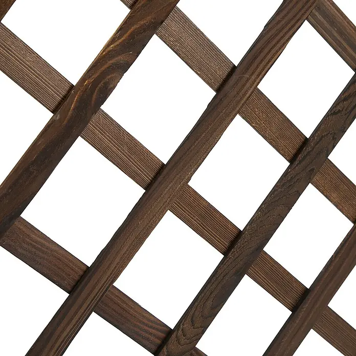 SONNENH Hochbeet schmal, mit Rankgitter - Holz, braun - Dunkelbraunes Holzgitter mit diagonalem Rautenmuster.