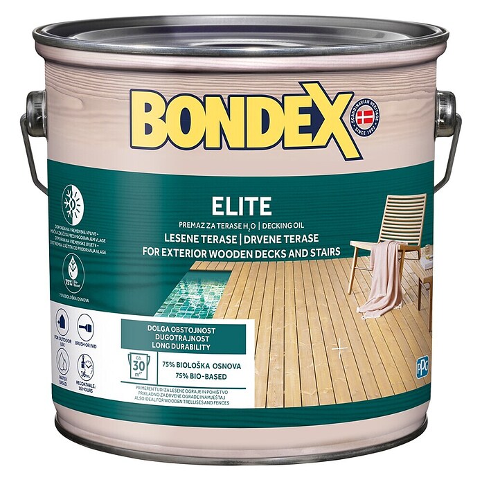 Bondex Olje za terase Elite  (Brezbarvno, 2,5 l) | Olja za les | Zaščita in obdelava lesa | Barve in tapete | Izdelki | BAUHAUS