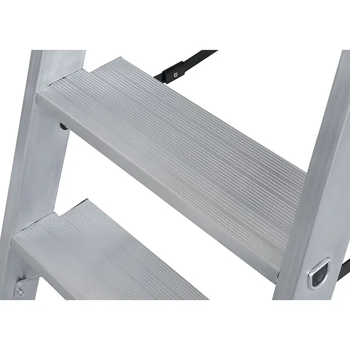 Krause Doppel-Klapptritt 2X2 Stufen - Anzahl Tritte: 4 Stk., Belastbarkeit: 225 kg, Aluminium - Silberne Aluminium-Leiterstufen mit Anti-Rutsch-Riffelung.