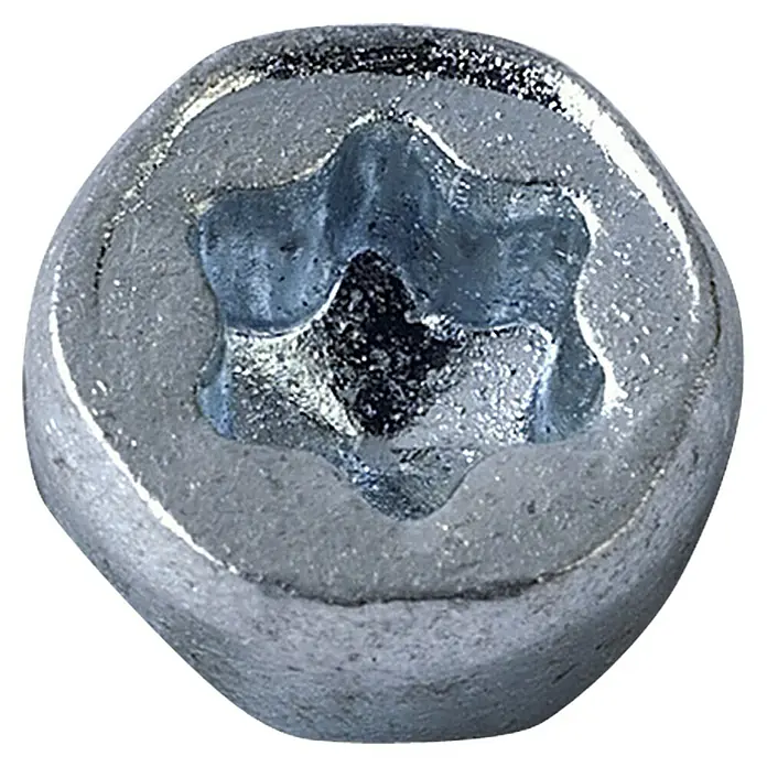 Profi Depot Betonrahmenschraube - Durchmesser: 7,5 mm, Länge: 152 mm, 30 Stk., V 30 - Nahaufnahme eines Torx-Schraubenkopfes aus Metall.