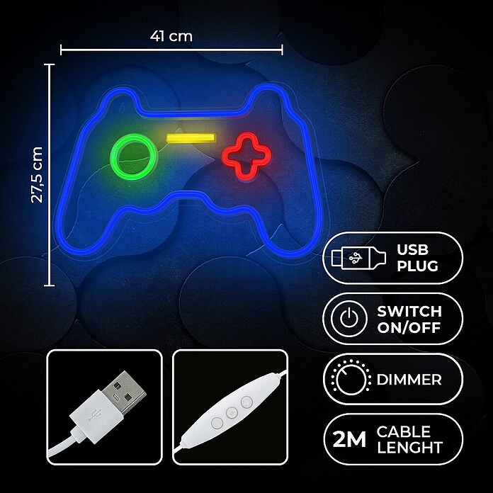 Lámpara LED decorativa Videoconsola (Videoconsola, An x Al: 41 x 27,5 cm) | BAUHAUS