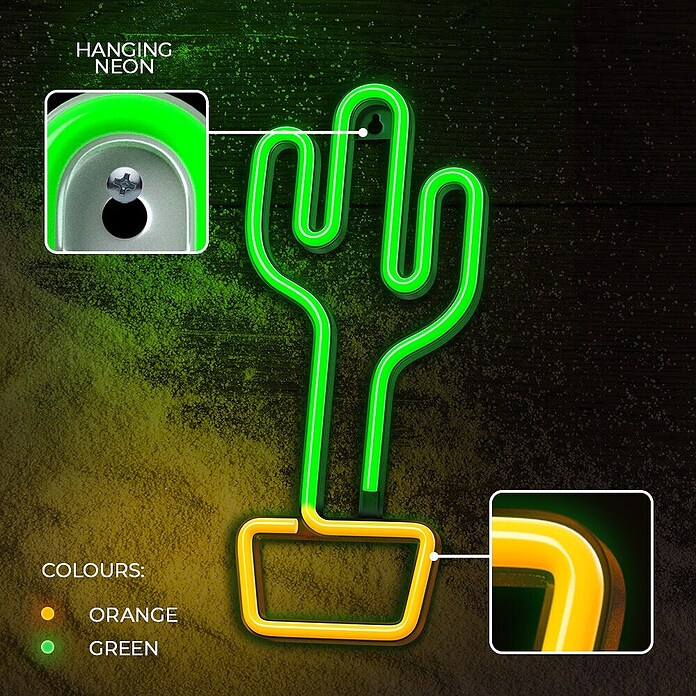 Lámpara LED decorativa Cactus (Verde/Naranja, Cactus, An x Al: 14 x 33 cm) | BAUHAUS