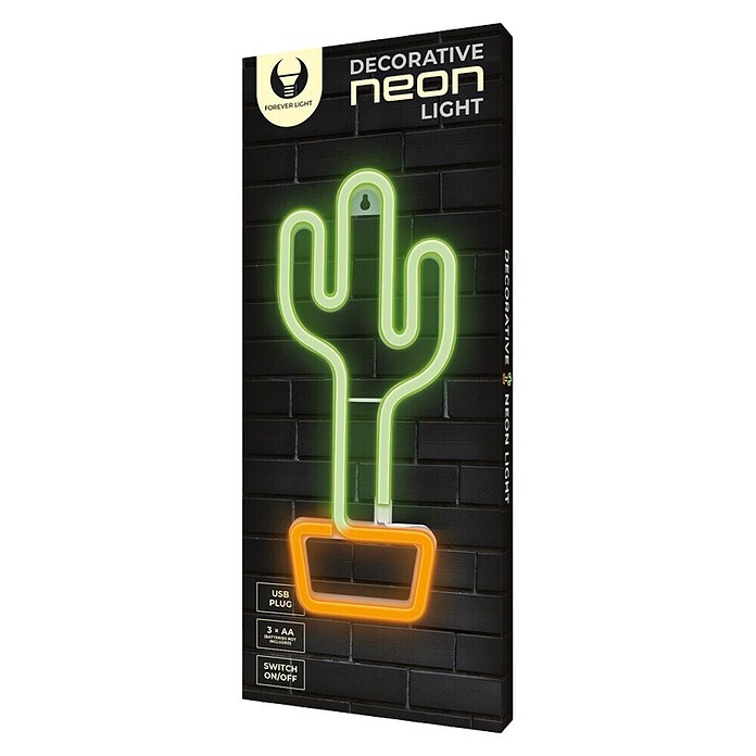 Lámpara LED decorativa Cactus (Verde/Naranja, Cactus, An x Al: 14 x 33 cm) | BAUHAUS