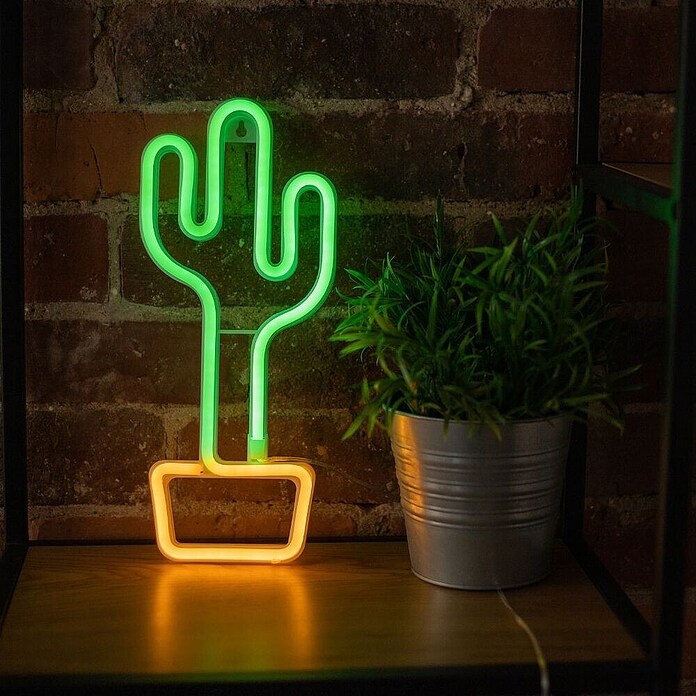 Lámpara LED decorativa Cactus (Verde/Naranja, Cactus, An x Al: 14 x 33 cm) | BAUHAUS