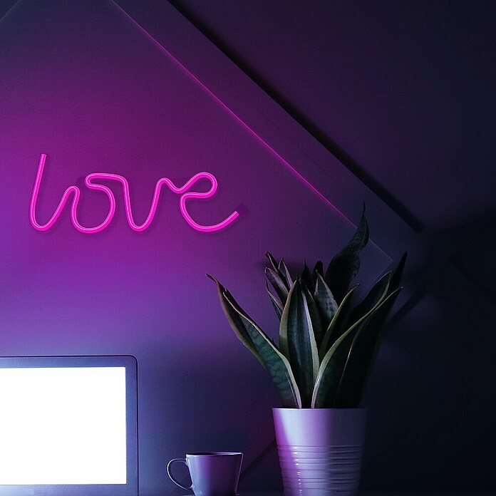 Lámpara LED decorativa Love Rosa (Rosa, Love Rosa, An x Al: 35 x 13 cm) | BAUHAUS