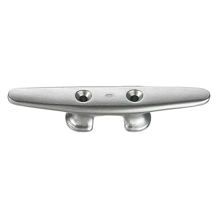 Belegklampe - 2-Loch, Länge: 100 mm, Silber, Aluminium, Eloxiert - Eine silberne Bootsklampe, perfekt zum sicheren Festmachen von Booten und Schiffen. Ideal für Anlegestellen und Stege.