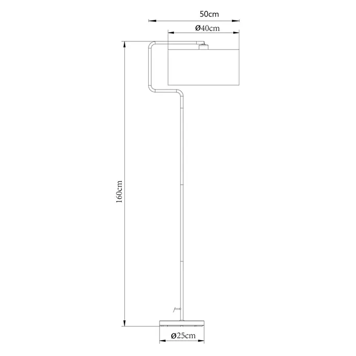 Alemar Lámpara de pie LED Olfo - 60 W, Negro, Altura: 165 cm - Lámpara de pie con pie esbelto, brazo curvo y pantalla cilíndrica. Dimensiones: 160cm alto, 50cm brazo, 40cm pantalla-Ø, 25cm base-Ø.