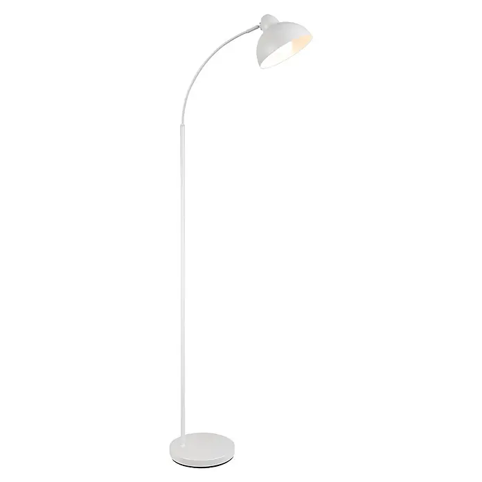 Alemar Lámpara de pie LED Niu - 60 W, Altura: 155 cm, Blanco - Lámpara de pie blanca arqueada con luz brillante y base redonda.